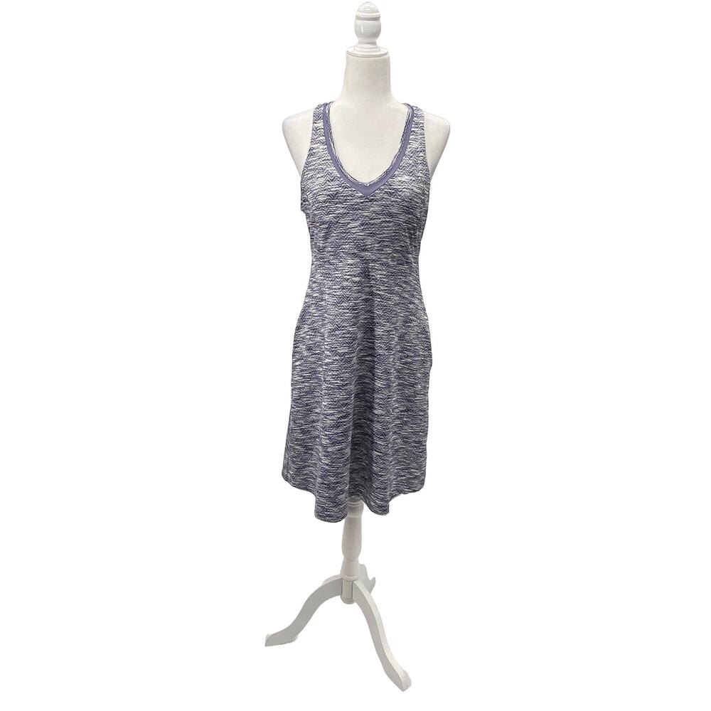 Women’s Gray Purple Athletic Travel Dress Racerback Built In Bra Pockets